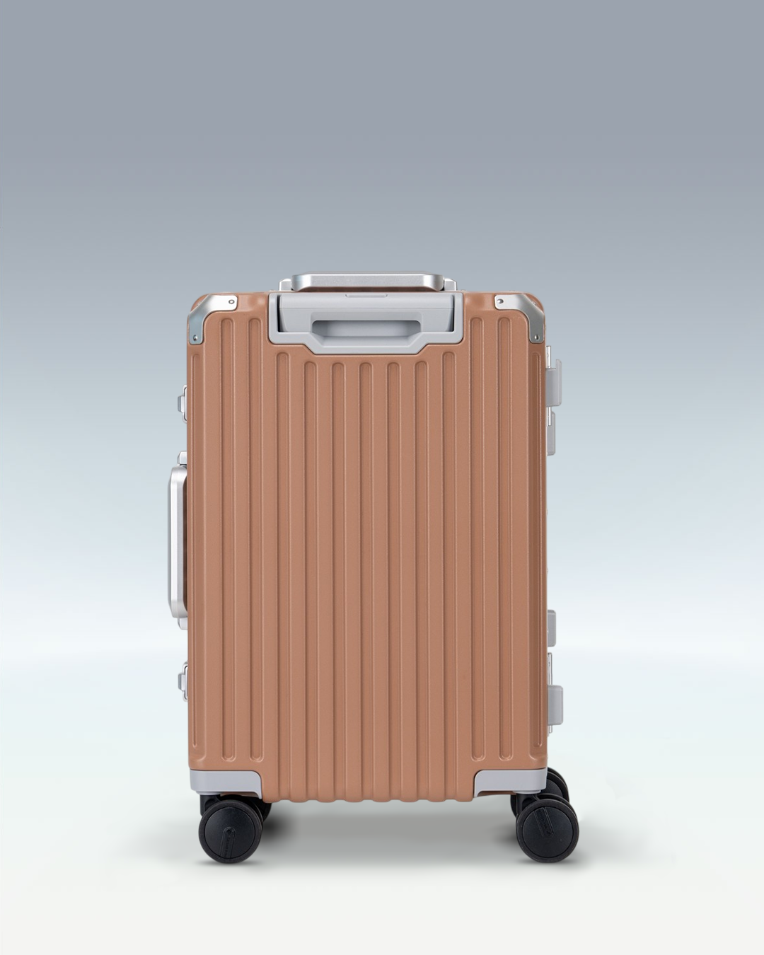 Portar Valence EdgeFrame carry-on luggage in Mocha Mousse Brown, back view