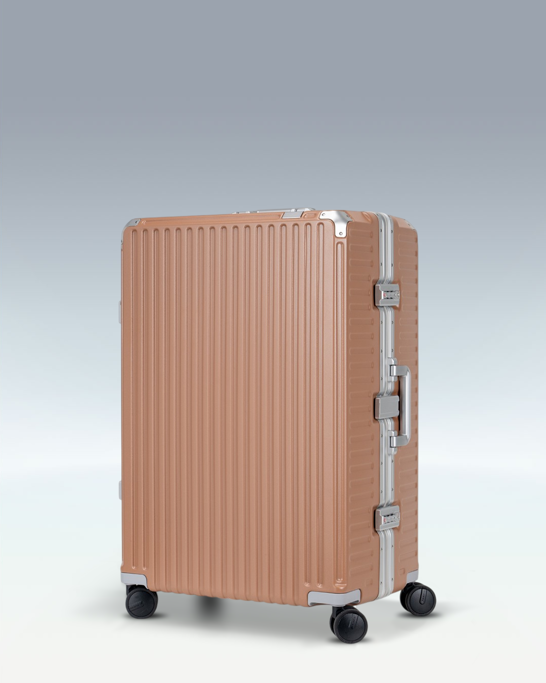 Portar Valence EdgeFrame checked luggage in Mocha Mousse Brown, three-quarter front view