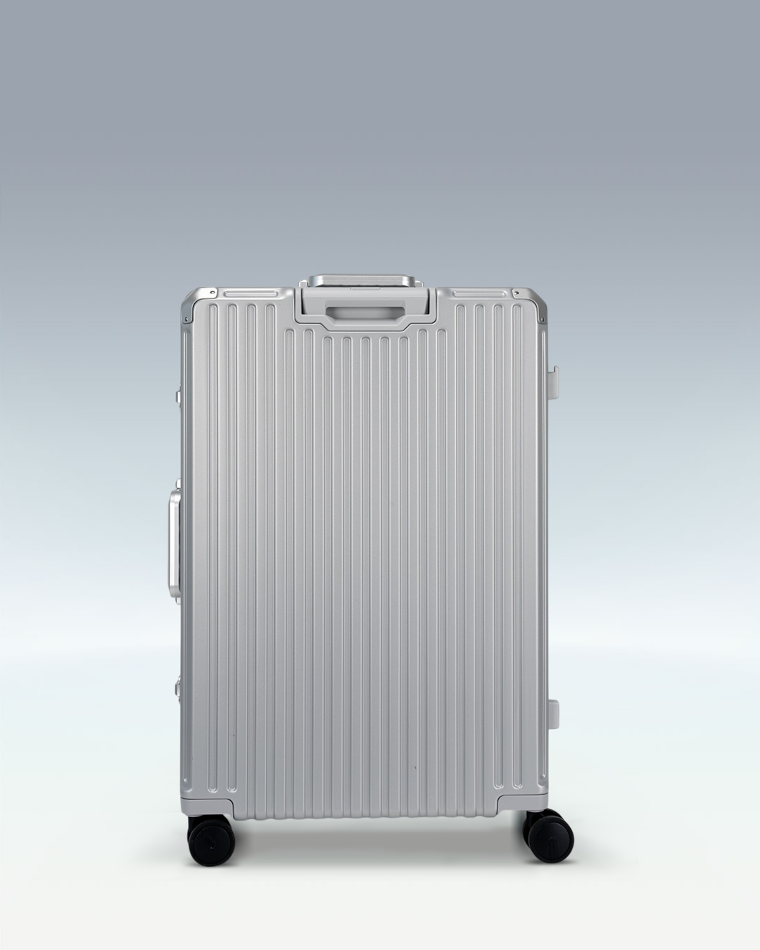 Portar Valence EdgeFrame checked luggage in Lunar Silver, back view