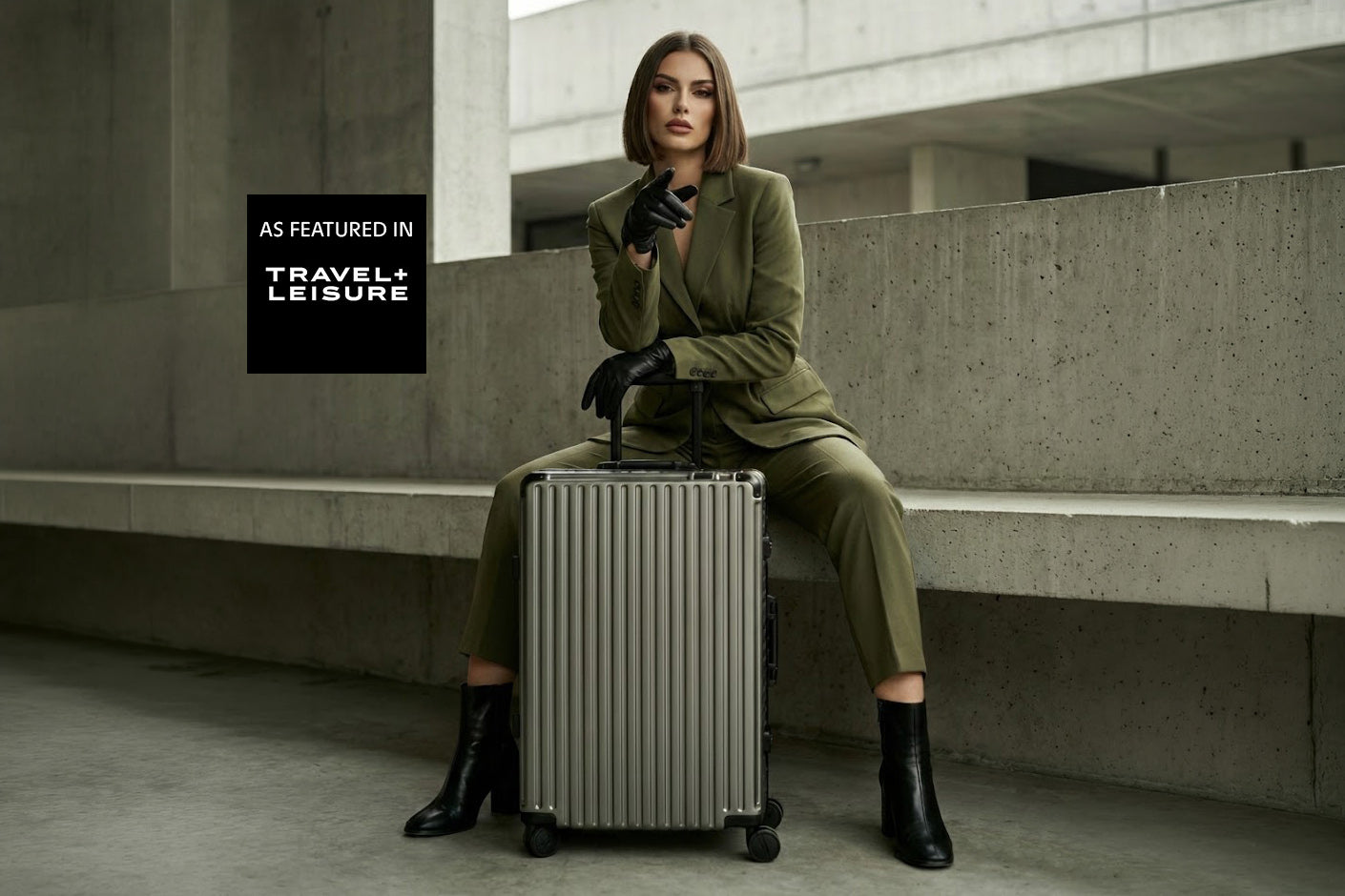 The Portar Valence aluminum EdgeFrame carry-on in Dark Gull Gray.