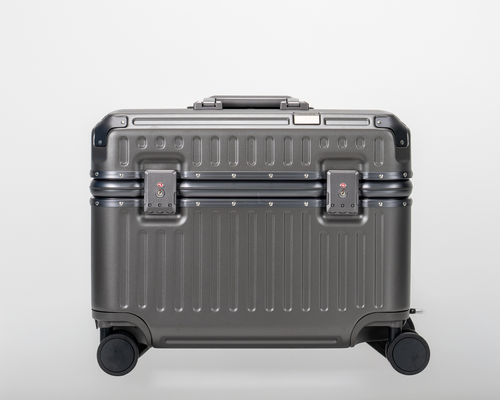 Concord Dark Gull Gray Polycarbonate Shell with Aluminum EdgeFrame Top-Access Pilot Carry-On Suitcase Front View by Portar