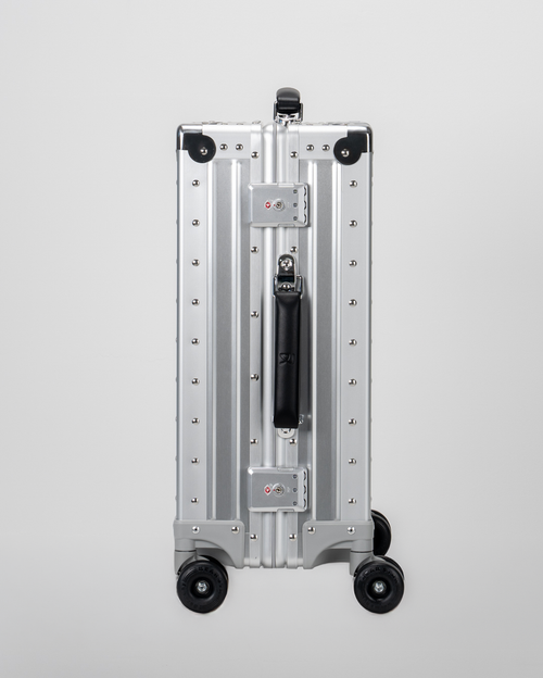 Lucent Lunar Silver Aluminum Carry-On Suitcase Lock View by Portar