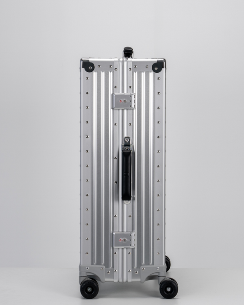 Lucent Lunar Silver Aluminum Check-In Suitcase Lock View by Portar