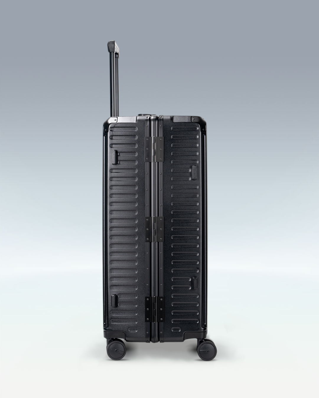 Portar Valence EdgeFrame checked luggage in Jet Black, side profile
