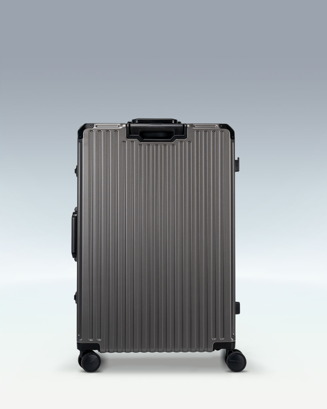 Portar Valence EdgeFrame checked luggage in Dark Gull Gray, back view
