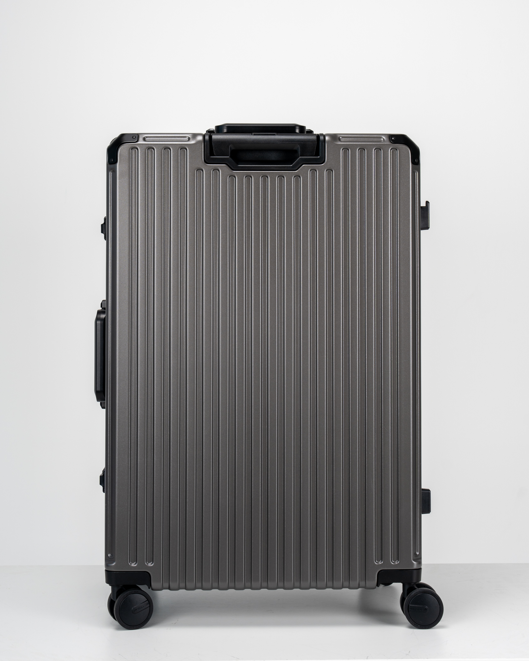 Valence Dark Gull Gray Polycarbonate Shell with Aluminum EdgeFrame Check-In Suitcase Back View by Portar