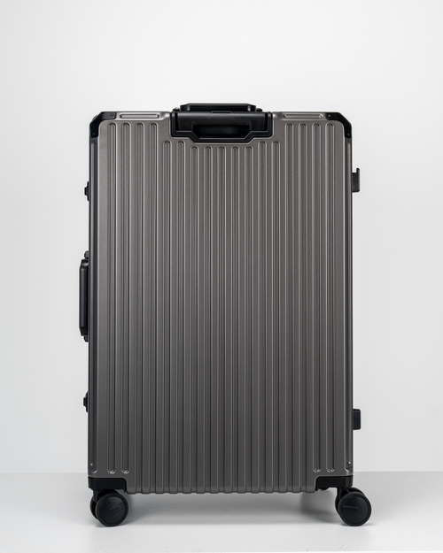 Valence Dark Gull Gray Polycarbonate Shell with Aluminum EdgeFrame Check-In Suitcase Back View by Portar
