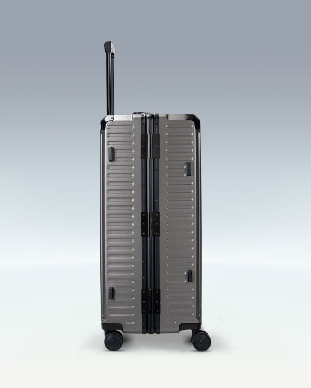 Portar Valence EdgeFrame checked luggage in Dark Gull Gray, side profile